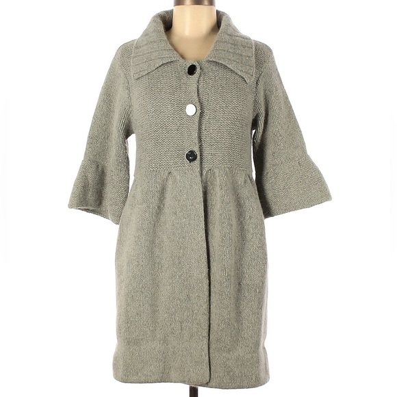 Vintage Alice + Olivia Collared Bell Sleeve Button Closure Duster - Picture 1 of 2